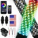 VI9000 2 Pack 3FT Fat LED Lights with App & Remote Control, Spiral RGB Chasing Antenna Whips for SXS UTV ATV RZR, Can-Am X3 Off-