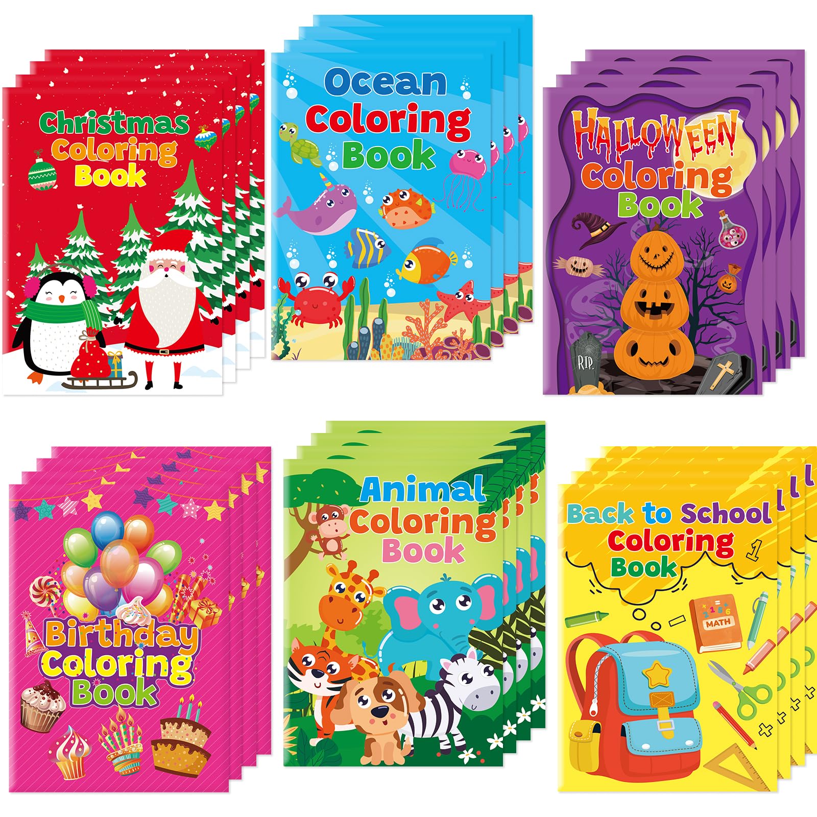 Small Holiday Coloring Books for Kids 24PCS Mini Coloring Crafts for Kids 2-4 4-8 Classroom Reward Family School Activities Hall