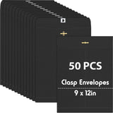 Geyee 50 Pcs 9 x 12 Inch Clasp Envelopes Letter Size Mailing Envelopes with Clasp Closure for Filing Storing Documents Office Ho