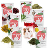 Snout and Shell Small Pet Mega Pack - 6 Natural Treats: Pea Flakes, Dandelion, Raspberry Leaf, Marigold, Rose Petals & Hibiscus 