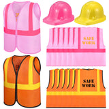 SATINIOR 24 Pcs Construction Birthday Party Supplies Kid Construction Hat and Vest Worker Costume Kids Role Play Dressing up(Ora