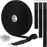 Bogota 5 Metre Hook And Loop Straps With 25 Metal Buckles Adjustable Fastening Cable Straps CutToLength Wire Organiser Reusabl