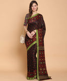 Gosriki Women'S Jute Silk Polka Dot Printed Saree With Blouse Piece (Green),Green,5.5,B08XW8Q5GD