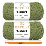 BATELO 2 Pack T-Shirt Yarn Crochet Yarn for Beginner Crochet Bags/Basket/Coaster,Tshirt Yarn 400g/144yds High Elastic Thick Yarn