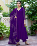 Gosriki Women'S Cotton Blend Solid Anarkali Kurta With Pant & Dupatta (Magic-Violet-Nw-Gs_Xl_Violet_X-Large),Violet,,B0CRL4T8KG