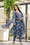 Anni Designer Women'S Cotton Blend Printed Straight Kurta With Pant & Dupatta (Jdp Blue_Xxl_Blue_Xx-Large),Blue,2XL,Cotton Blend,Regular,Dupatta