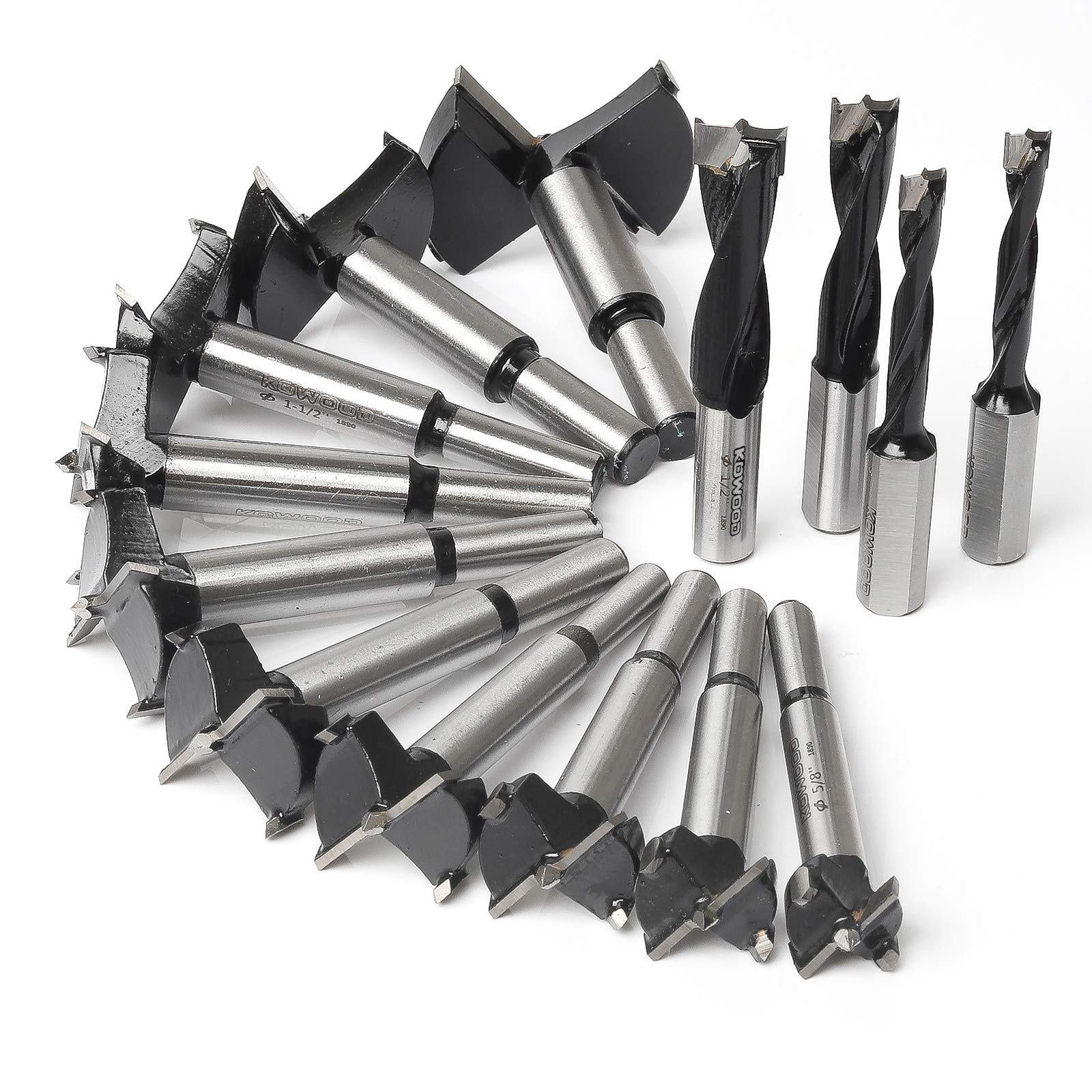 Forstner Bit Set, Wood Drilling, W/Carbide Tipped 14 Piece Set By Kowood