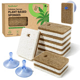 MoopBrushee 8 Pack Eco Friendly Kitchen Sponges with 2 Sponge Holders