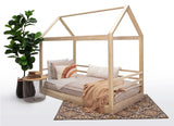 American Furniture Classics Model Twin S 2R3S Twin Size House Bed On Raised Platform With Side Rails On Three Sides