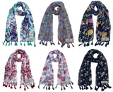 Fusfus WomenS Printed Chiffon Scarves And Stoles, Free Size(Multicolour, Fs1878) Pack Of 6 (Multicolor4)