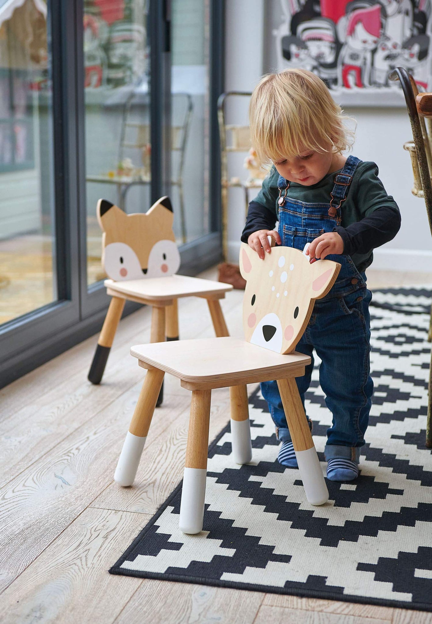 Tender Leaf Toys - Forest Table and Chairs Collections - Adorable Kids Size Art Play Game Table and Chairs - Made with Premium M