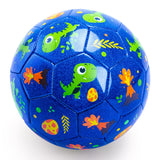 INPODAK Toddler Soccer Ball Size 3 Cartoon Dinosaur Blue Ball for Kids 2-8 with Pump, Mesh Bag and Gift Box for Birthdays, Chris