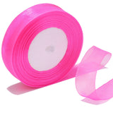 Bsikon 1 Inch Sheer Organza Ribbon 50 Yards Hot Pink Chiffon Ribbon for Gift Wrapping,Bouquets,Wedding,DIY Craft