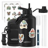 64oz Insulated Water Bottle (Cold for 48 Hrs),BPA Free&Leak Proof,Half Gallon Stainless Steel Water Flask,Water Jug with Straw S