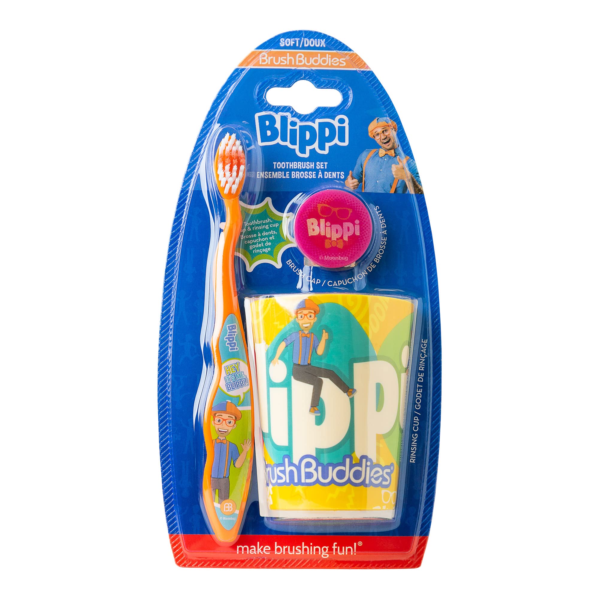 Brush Buddies Blippi Kids Toothbrushes Kit, Manual Toothbrushes For Kids, Toothbrush For Toddlers 2-4 Years, Travel Toothbrush K