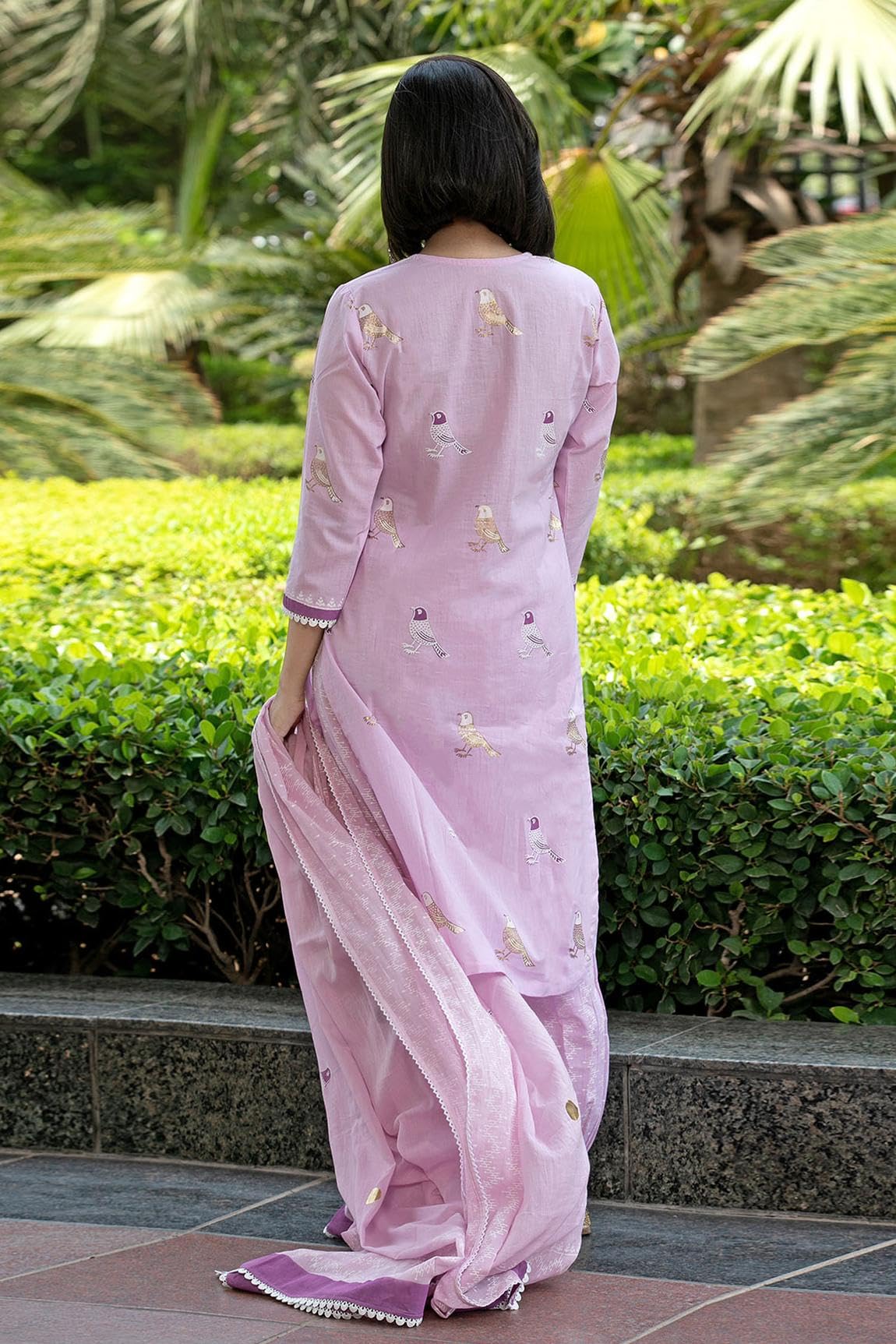 Gosriki Women'S Rayon Blend Hand Block Printed Straight Kurta With Pant & Dupatta (Ragsri-Purple-Nw-Gs_L_Purple_Large),Purple,,B0D7SNDMVC