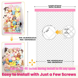 VOMELON Stuffed Animal Storage Net, Elastic Stuffed Toy Holder,Door/ Wall Mount Length Adjustable Hanging Stuffy Animal Organize