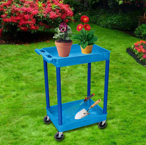 Luxor Bustc11Bu 2 Level Serving Cart, 37.5'' H X 24'' W X 18'' D, Blue
