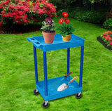 Luxor Bustc11Bu 2 Level Serving Cart, 37.5'' H X 24'' W X 18'' D, Blue