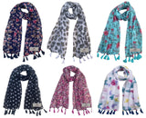 Fusfus WomenS Printed Chiffon Scarves And Stoles, Free Size(Multicolour, Fs2364) Pack Of 6 (Multicolor1)