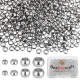 Beebeecraft 800Pcs/Box 4 Size Crimp Tube Beads Stainless Steel Round Crimping Beads Spacers Silver Cord End Caps Loose Stopper B