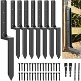 ARKSOLDIER Fence Post Repair Kit - One-Piece Steel Anchors & Stakes to Quick Fix Broken/Leaning 4x4/6x6 Wood Posts Support (Thic