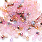 200PCS 6MM Crystal Glass Beads for Jewelry Making Pink Series Rondelle Facted Crystal Glass Beads for Bracelet Making Round Glas