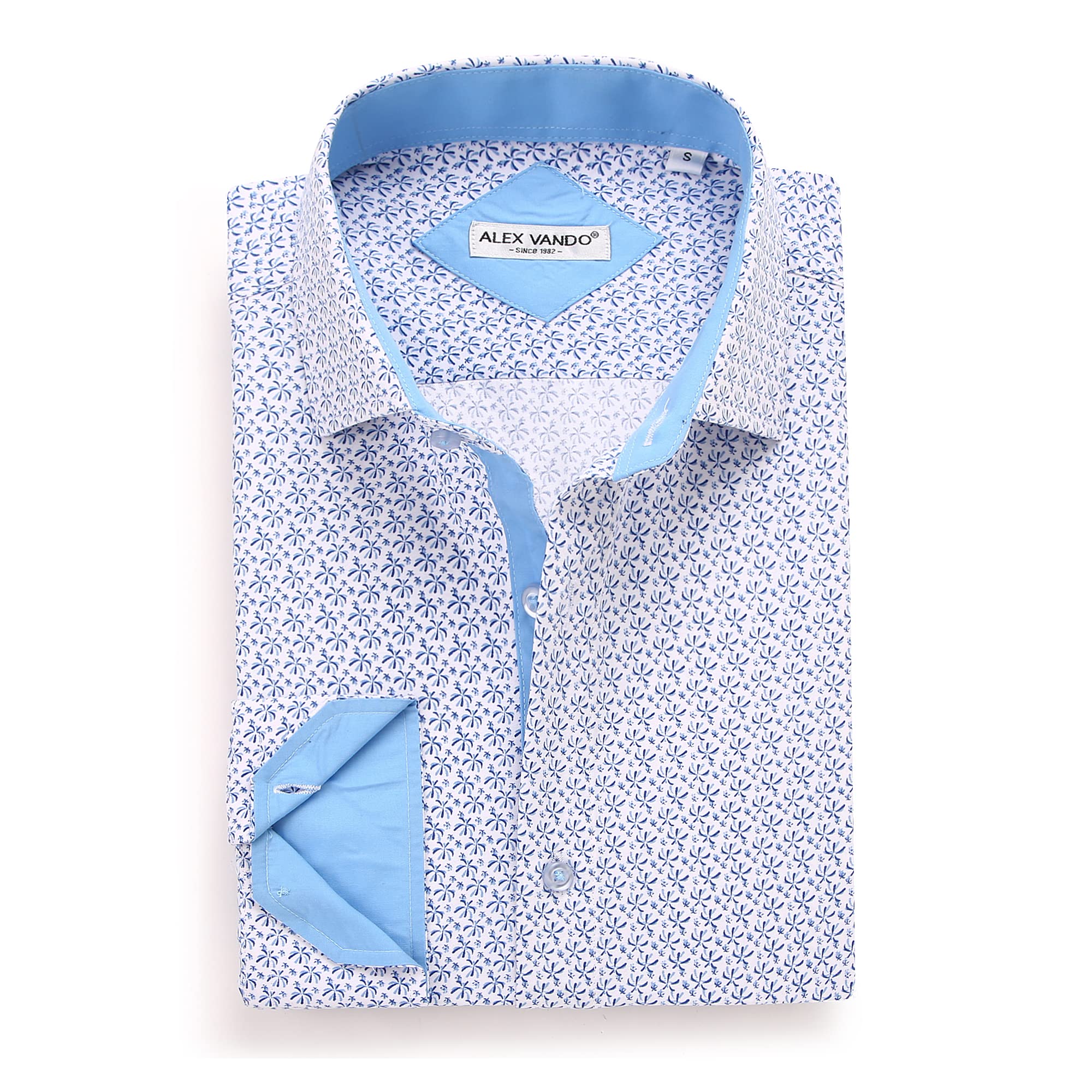 Alex Vando Mens Printed Dress Shirts Long Sleeve Regular Fit Button Down Shirt,white6495,XL