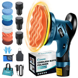 Saker Cordless Car Buffer Polisher - 6 Inch Portable Polishing Waxer Machine Kit for Car Detailing, with 3PCS 12V 2000mAh Batter
