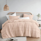 Comfort Spaces Blush Cal King Size Comforter Set - 3 Piece Pintuck Pleated Bedding Set, All Season Lightweight, Extra Softness P