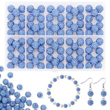 YONOVO 100Pcs 10mm Light Blue Rhinestone Beads for Jewelry Making, Shiny Round Disco Ball Sparkly Beads Bulk with 10-Grid Storag
