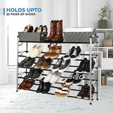 5-Tier Slide-n-Adjust Shoe Rack, Expandable Free-Standing Organizer, Silver & Black