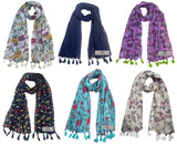 Fusfus WomenS Printed Chiffon Scarves And Stoles, Free Size(Multicolour, Fs1401) Pack Of 6 (Multicolor4)