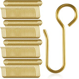Jetec 120 Pcs Metal Curtain Track Hooks S Shaped Small Curtain Metal Drape Wire Hooks for Ceiling Drape Track (Gold)