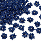 Juexica 100 Pcs Satin Ribbon Flowers Bows Rhinestone Appliques 1.1 Inch DIY Mini Tiny Applique Ribbon Flowers for Wedding Party 