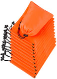 PALTERWEAR Drawstring Pouch (5 x 7 Inch - 12 Pack - Orange) Small Nylon Cinch Bag with Toggle for Travel, Gym and Storage