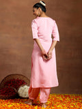 Libas Women'S Silk Blend Embroidered Kurta Set (Gs955_Pink Pink L