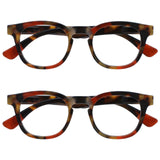OPULIZE Ava Reading Glasses 2 Pack Flattering Rounded Frame Spring Hinges Scratch Resistant Brown Tortoiseshelll Red Mens Womens