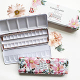 Empty Watercolor Palette, 24 Half Pans (Dahlias)
