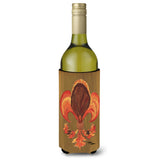 Thanksgiving Turkey And Fall Leaves Fleur De Lis Wine Bottle Beverage Insulator Beverage Insulator Hugger