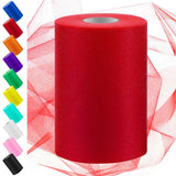 Swpeet 6 Inch by 100 Yards Red Tulle Fabric Roll, Fabric Spool Tulle Ribbon, Netting Polyester Spool Ideal for DIY Handmade Birt