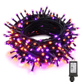 BrizLabs Orange & Purple Halloween Lights, 78.74ft 240 LED Orange Lights Connectable, 8 Modes Outdoor Purple Halloween Light wit