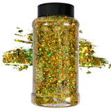 TORC 1 Pound Gold Holographic Glitter 16 oz Mix Chunky Glitter Bulk for Resin Craft Cosmetic Art Festival Decoration