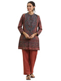 Libas Womens Woven Design Wool Straight Kurta With Palazzos