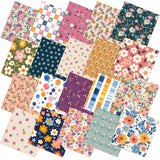 HunnmingRe 20 Pcs 10x10 Vintage Floral Quilting Fabric Square Meadow Flower Precuts Quiltted Fabric Retro Wildflower Plaid P