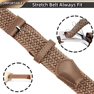 LAURA FAIRY 3PC Casual Stretch Belts for Men, Adjustable Braided Mens Elastic Belt, Ideal Gifts for Golf, Dress, Work, Valentine