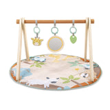 Ingenuity Wonder & Wood Baby Play Mat & Wooden Toy Arch, Play Gym for Baby, Foldable A-Frame Bar with 3 Removable Toys, Machine-