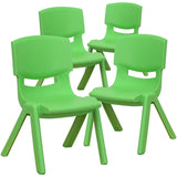 Flash Furniture Whitney 4 Pack Green Plastic Stackable School Chair with 10.5 Seat Height