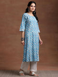 Libas Women'S Cotton Printed A-Line Kurta (29014R Blue Blue Xs