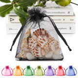 ANZNKU 100 Pack Premium Sheer Organza Bags 3x4 Inch, Small Mesh Gift Bags With Drawstring, Party Favor Bag for Candy Jewelry(Bla